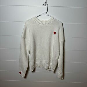 Embroidered Heart Knit Sweater